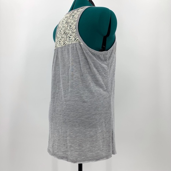 Maurices Grey Textured and Bejewelled Lace Back Tank Top, Large - Picture 8 of 16
